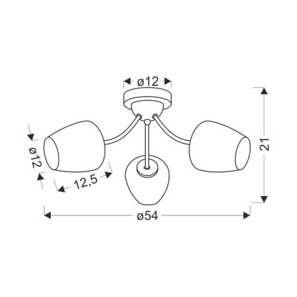 Surface-mounted chandelier ZINA 3xE27/40W/230V brass/white