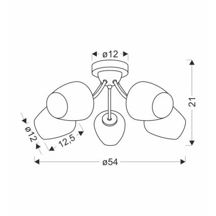 Surface-mounted chandelier ZINA 5xE27/40W/230V brass/white