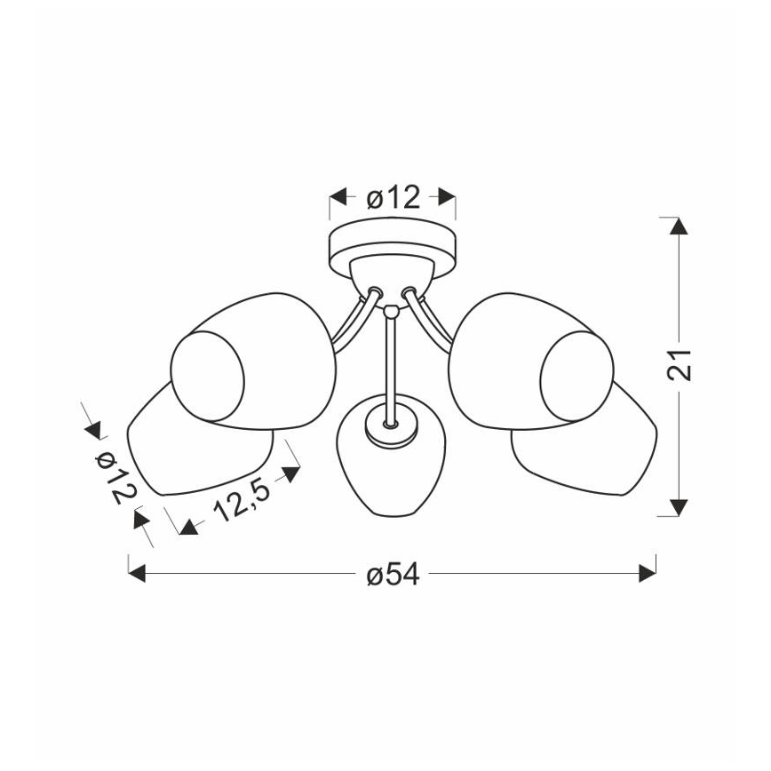 Surface-mounted chandelier ZINA 5xE27/40W/230V brass/white