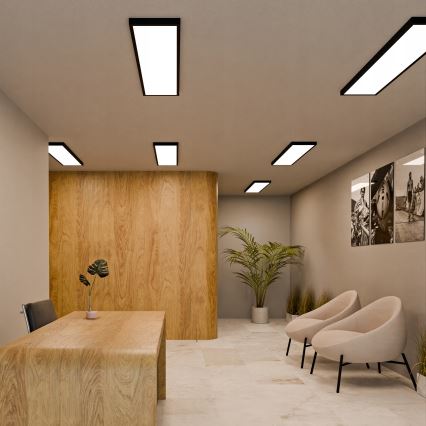 Surface-Mounted LED Panel, 60W, 230V, 30 x 120 cm, Black