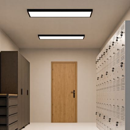 Surface-Mounted LED Panel, 60W, 230V, 30 x 120 cm, Black