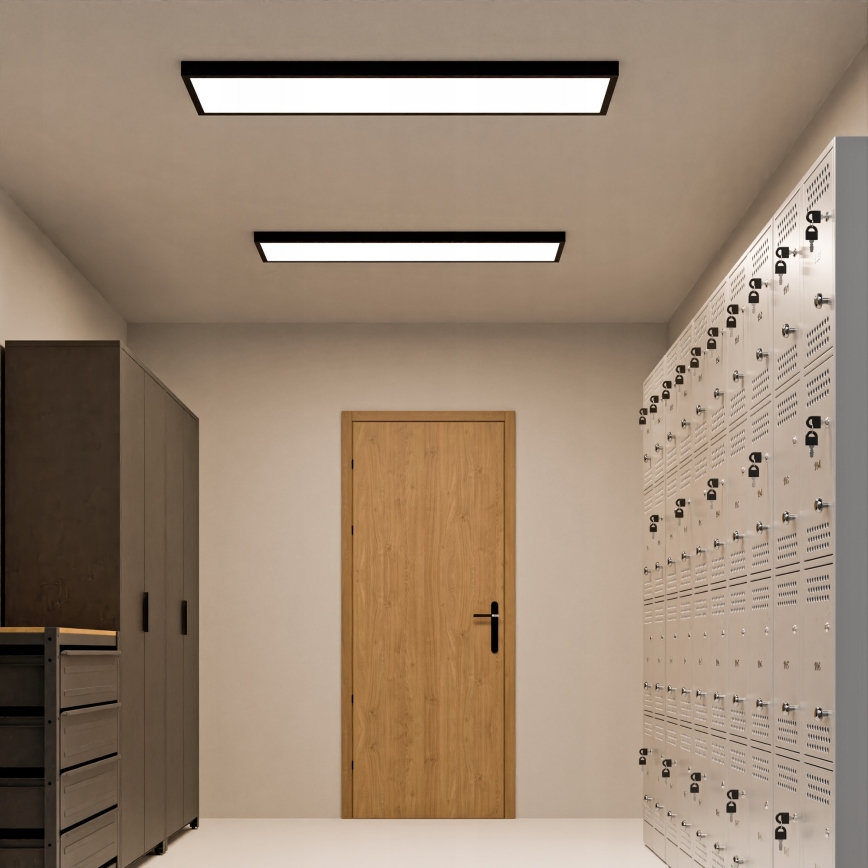 Surface-Mounted LED Panel, 60W, 230V, 30 x 120 cm, Black