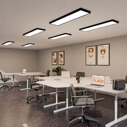 Surface-Mounted LED Panel, 60W, 230V, 30 x 120 cm, Black