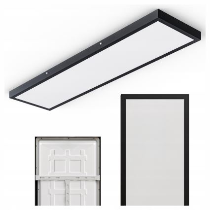 Surface-Mounted LED Panel, 60W, 230V, 30 x 120 cm, Black