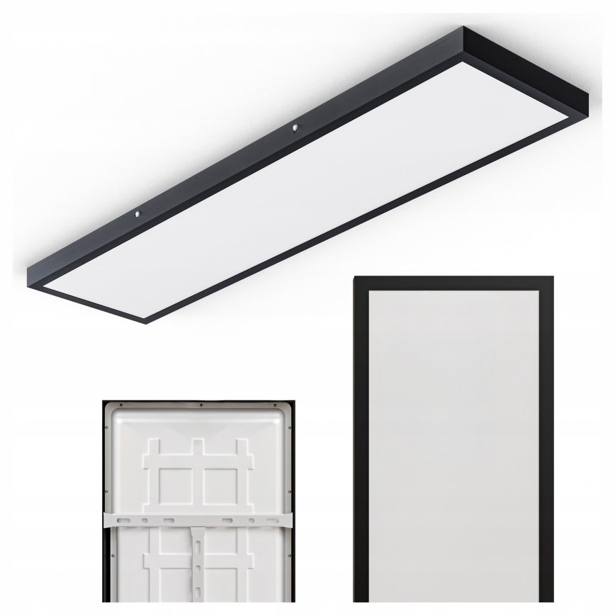 Surface-Mounted LED Panel, 60W, 230V, 30 x 120 cm, Black