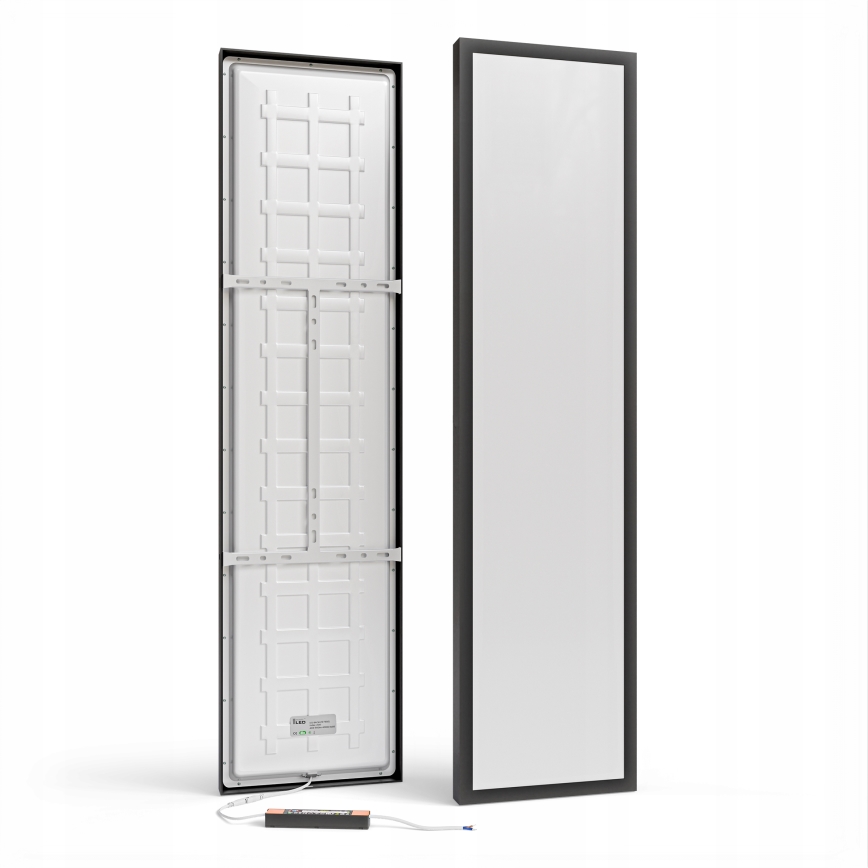 Surface-Mounted LED Panel, 60W, 230V, 30 x 120 cm, Black