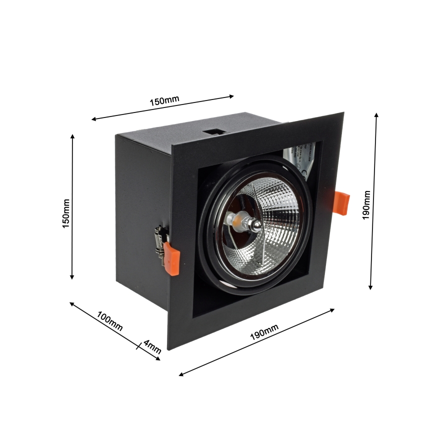 Suspended ceiling light PLAZA AR111 1xGU10/12W/230V black
