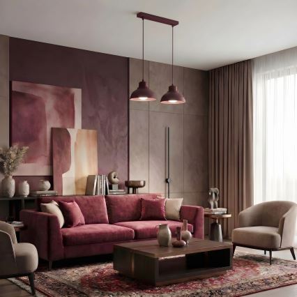 SVEN Cable-hung Pendant, 2× E27 (max. 15W), 230V — Burgundy
