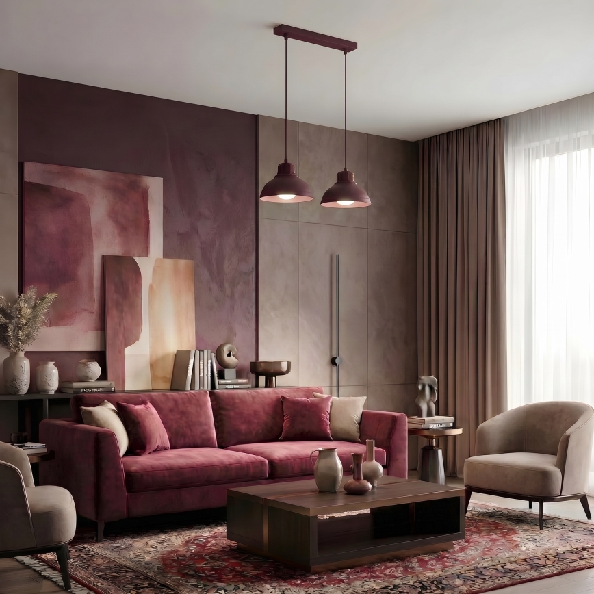SVEN Cable-hung Pendant, 2× E27 (max. 15W), 230V — Burgundy