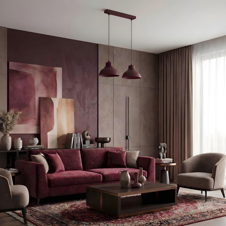 SVEN Cable-hung Pendant, 2× E27 (max. 15W), 230V — Burgundy