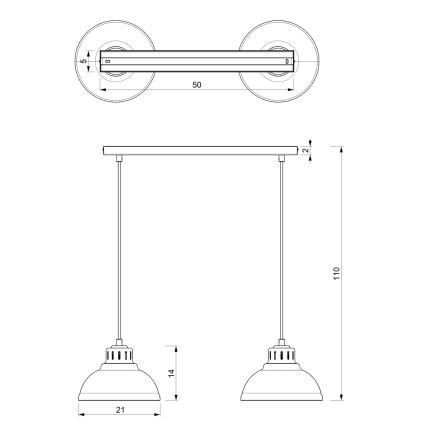 SVEN Cable-hung Pendant, 2× E27 (max. 15W), 230V — Burgundy