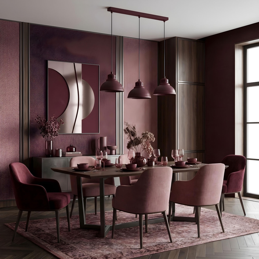 SVEN cable-hung pendant light 3xE27/15W/230V burgundy
