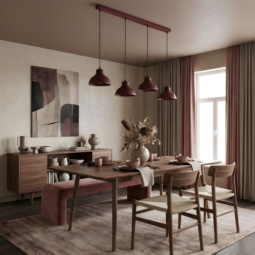 SVEN Cable Pendant Chandelier 4xE27/15W/230V burgundy