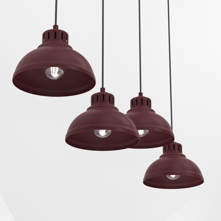SVEN Cable Pendant Chandelier 4xE27/15W/230V burgundy