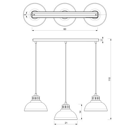 SVEN Cable Pendant Light 3xE27/15W/230V Cream