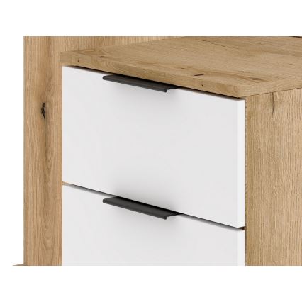 SVEN Entryway Wall Unit with Mirror, Brown/White