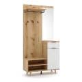 SVEN Entryway Wall Unit with Mirror, Brown/White