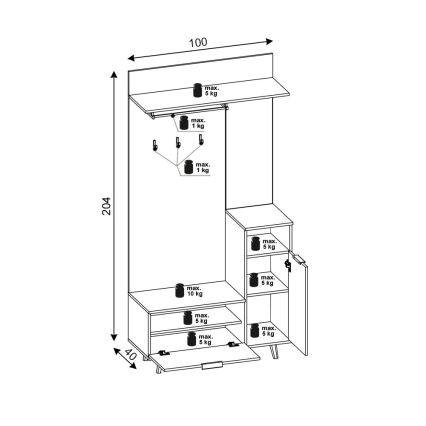 SVEN Entryway Wall Unit with Mirror — Brown/Graphite