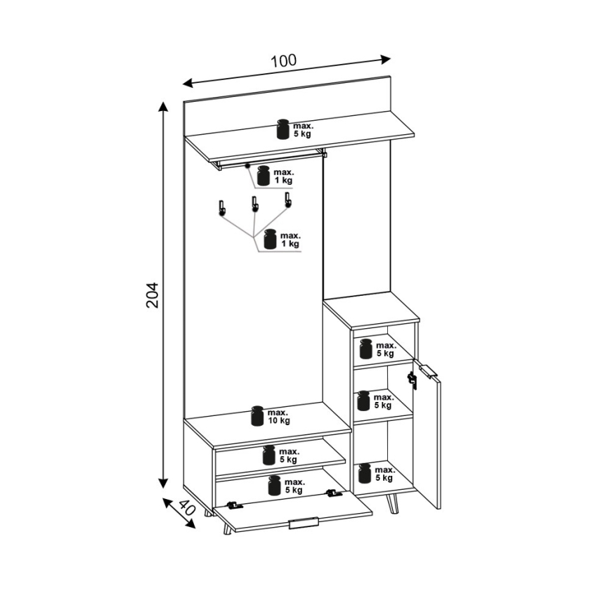 SVEN Entryway Wall Unit with Mirror — Brown/Graphite
