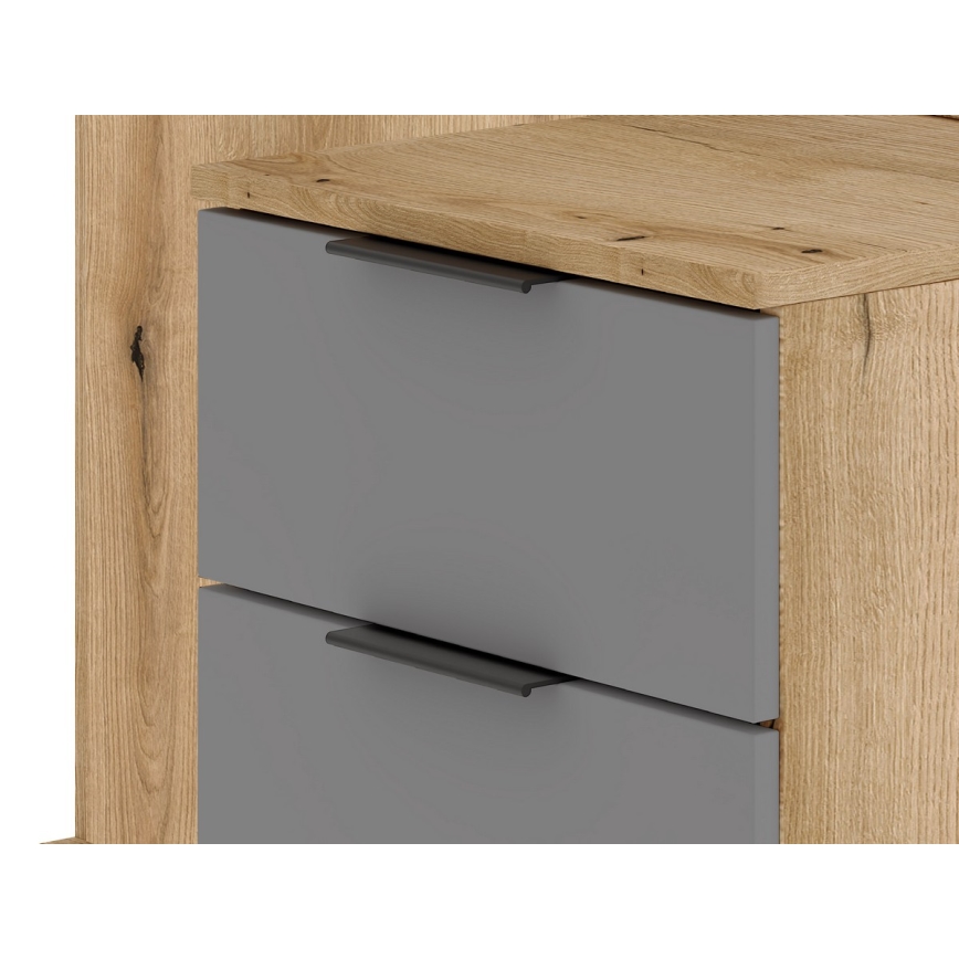 SVEN hallway wall unit with mirror, brown/graphite