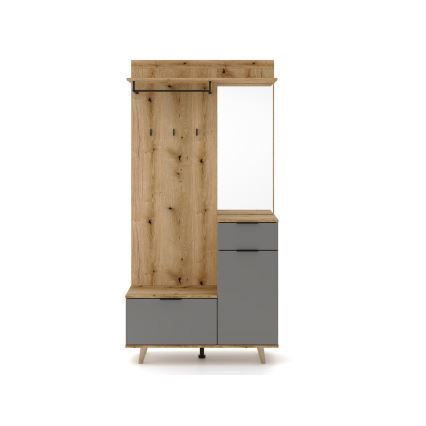 SVEN hallway wall unit with mirror, brown/graphite