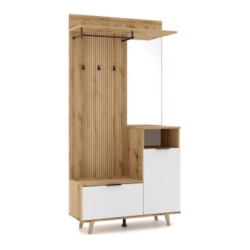 SVEN Hallway Wall Unit with Mirror, Brown/White