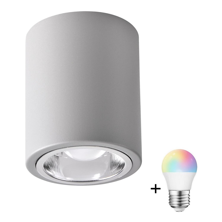 Светильник точечный диммируемый LED RGBW JUPITER 1xE27/6,5W/230V 2700-6500K Wi-Fi, диаметр 9,8 см, сірий