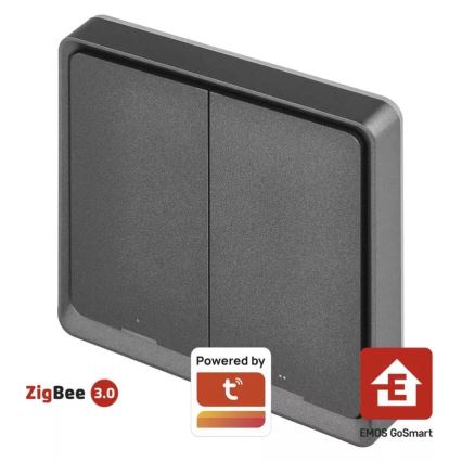 Switch 2-button GoSmart 1xCR2430 Tuya black