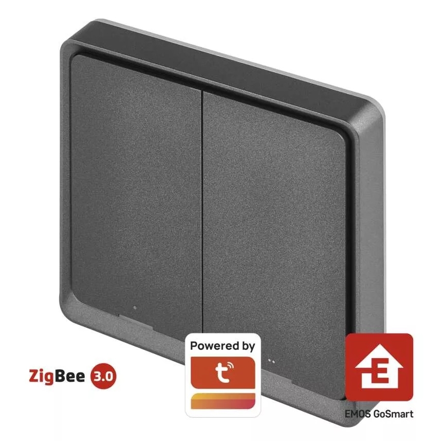 Switch 2-button GoSmart 1xCR2430 Tuya black