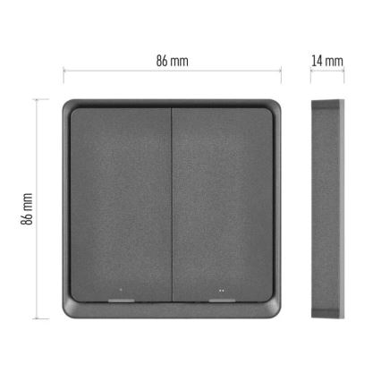 Switch 2-button GoSmart 1xCR2430 Tuya black