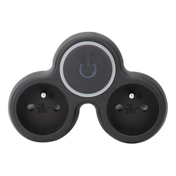Switched 2-socket outlet, 10 A per socket, black
