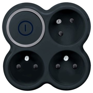 Switched power strip, 3x 10A, black