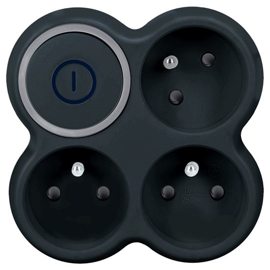 Switched power strip, 3x 10A, black