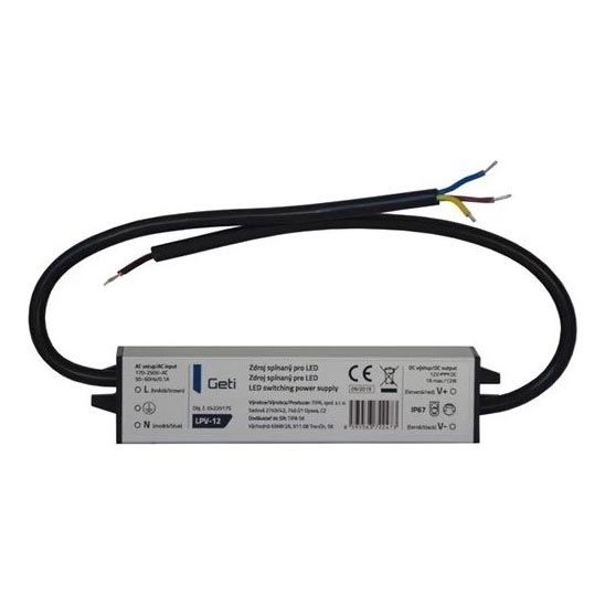 Switching power supply for LED strips 12W/12V IP67