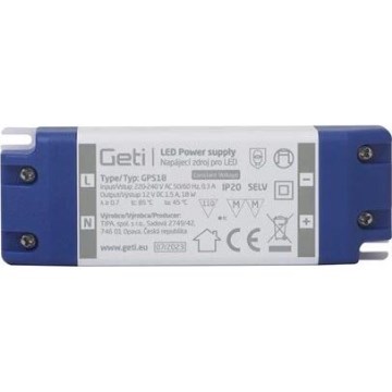 Switching power supply for LED strips 18W/12V IP20