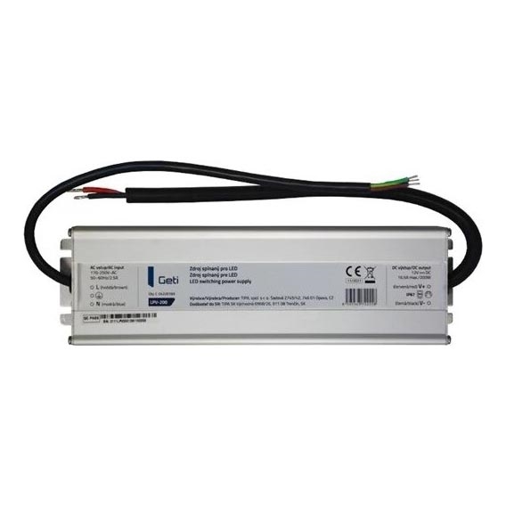 Switching power supply for LED strips 200W/12V IP67