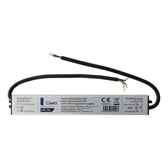 Switching power supply for LED strips 30W/12V IP67