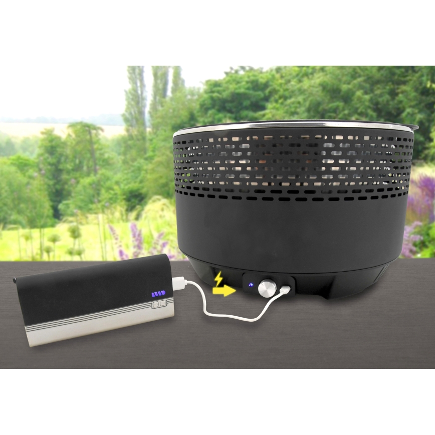 Table charcoal grill 4xAA/USB black