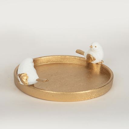 Table decoration plate with birds 9,5x28x30,9 cm