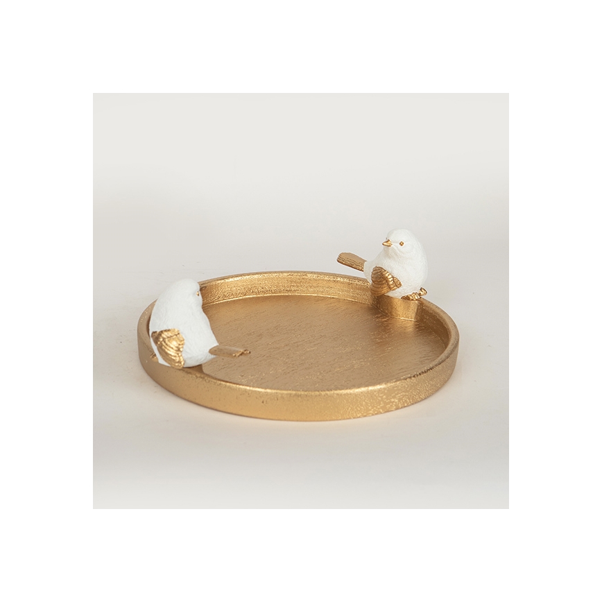 Table decoration plate with birds 9,5x28x30,9 cm