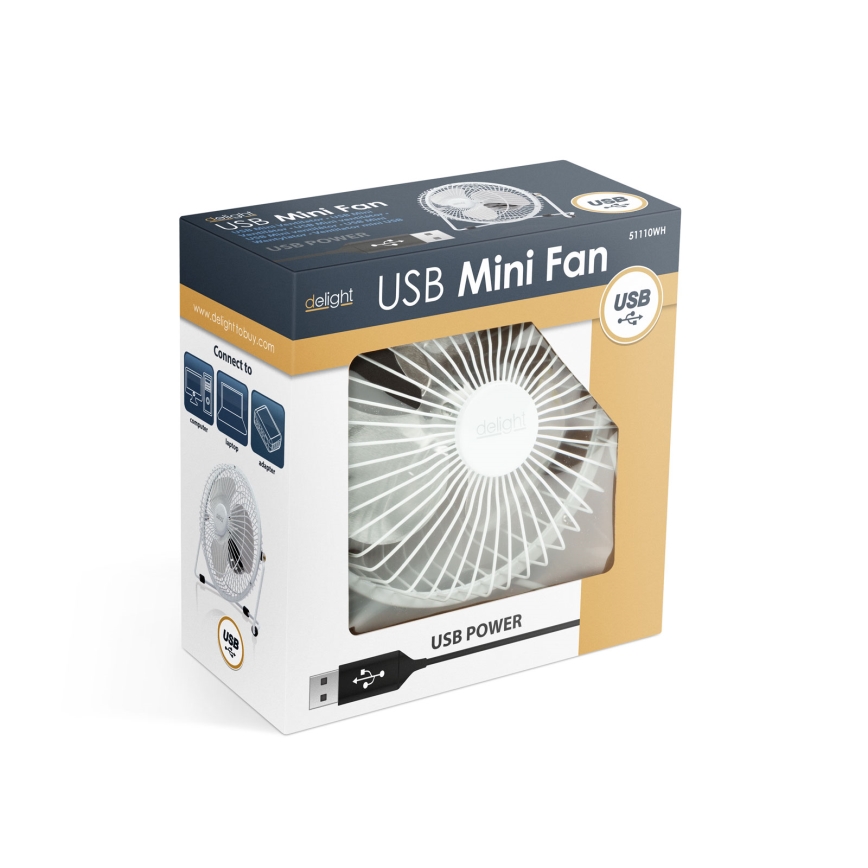 Table fan 1.75W/5V USB, Ø 18 cm, white