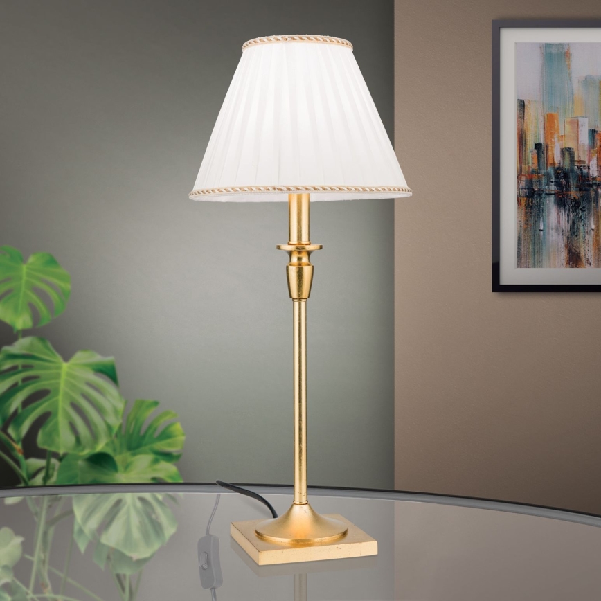 Table lamp FONSA 1xE27/60W/230V 61 cm white/gold