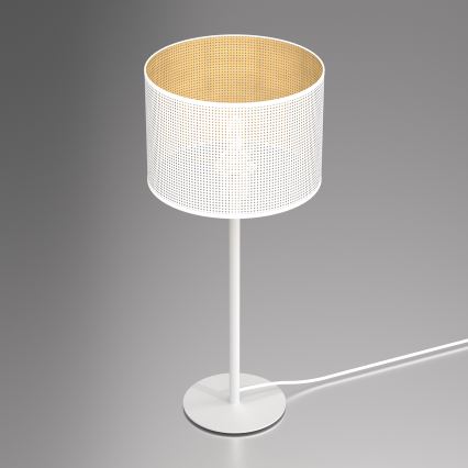 Table lamp LOFT SHADE 1xE27/60W/230V d. 25 cm white/gold