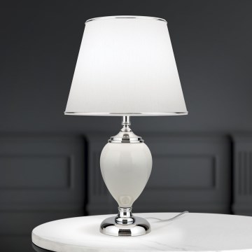 Table lamp OVUM 1xE27/40W/230V 48 cm ceramics white/shiny chrome