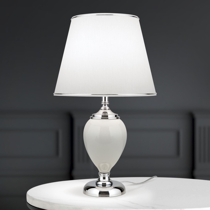 Table lamp OVUM 1xE27/40W/230V 48 cm ceramics white/shiny chrome