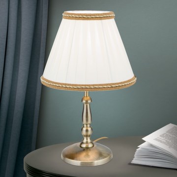 Table lamp TONIA 1xE27/60W/230V d. 25 cm white/bronze