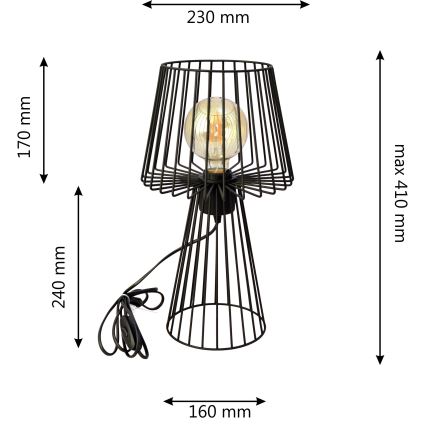 Table lamp TORRI 1xE27/15W/230V black
