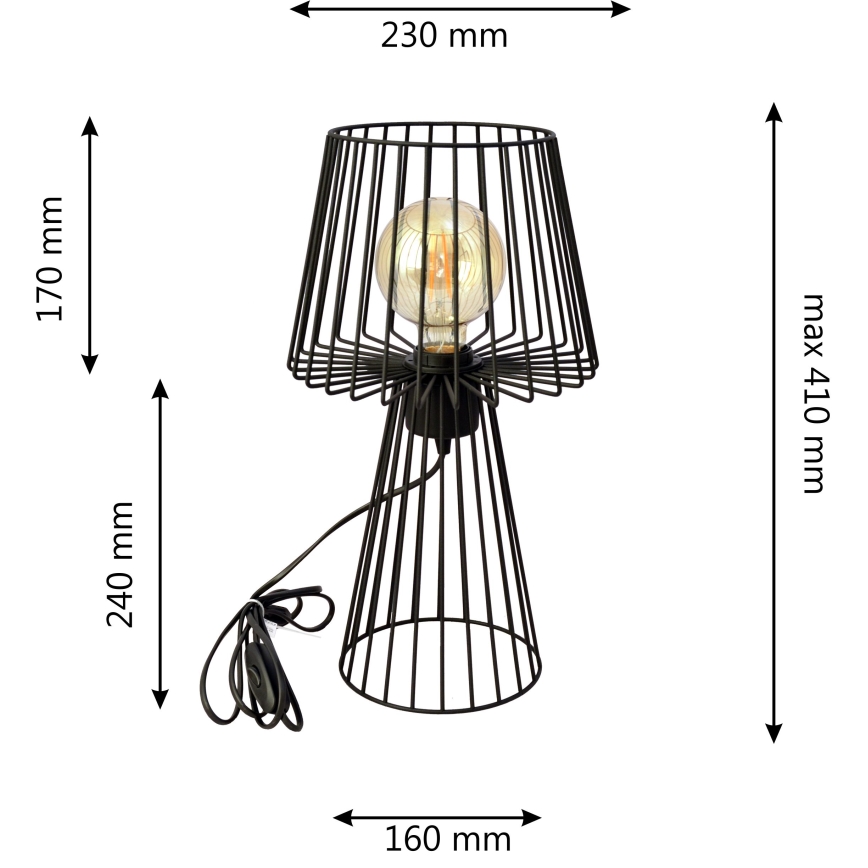 Table lamp TORRI 1xE27/15W/230V black
