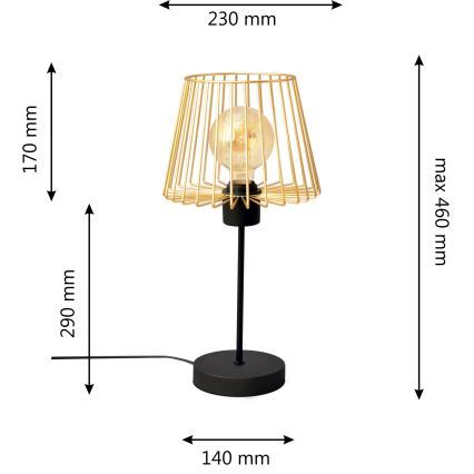 Table lamp TORRI 1xE27/15W/230V gold/black