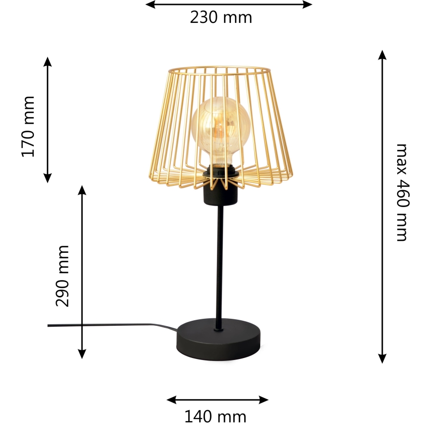 Table lamp TORRI 1xE27/15W/230V gold/black
